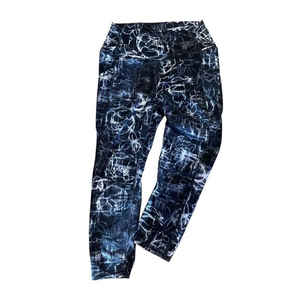 Spyder High - Waisted Printed Leggings Black / White Capris Length L - Picture 1 of 6